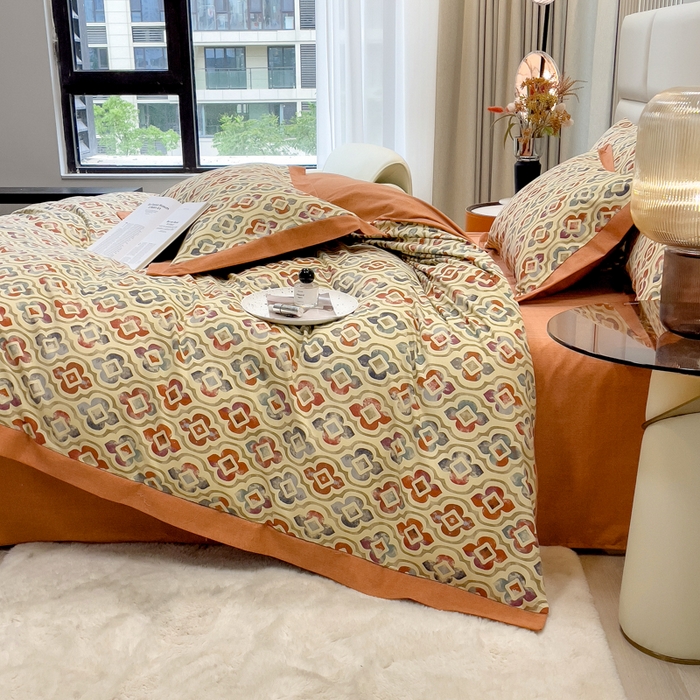 91家纺网 家纺一手货源 找家纺 印季家纺 2025新款生态全棉纯棉磨毛混纺欧式花边款四件套 麦卡