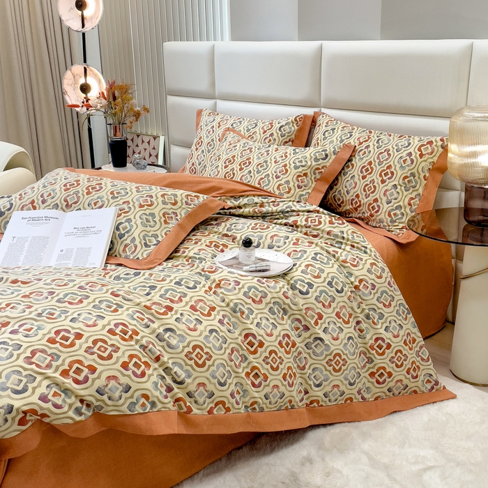 91家纺网 家纺一手货源 找家纺 印季家纺 2025新款生态全棉纯棉磨毛混纺欧式花边款四件套 麦卡