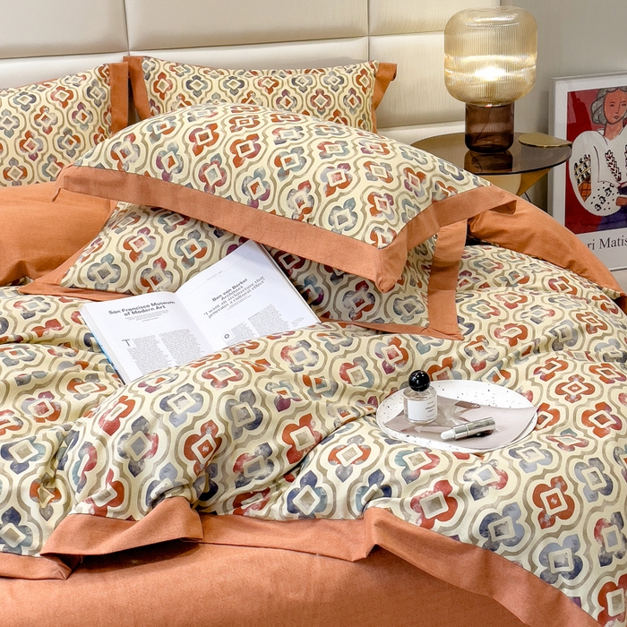 91家纺网 家纺一手货源 找家纺 印季家纺 2025新款生态全棉纯棉磨毛混纺欧式花边款四件套 麦卡