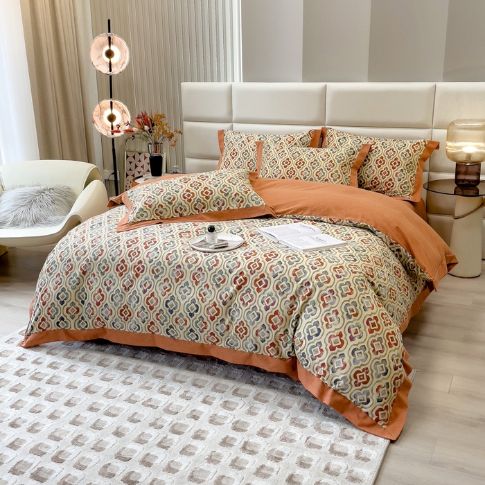 91家纺网 家纺一手货源 找家纺 印季家纺 2025新款生态全棉纯棉磨毛混纺欧式花边款四件套 麦卡