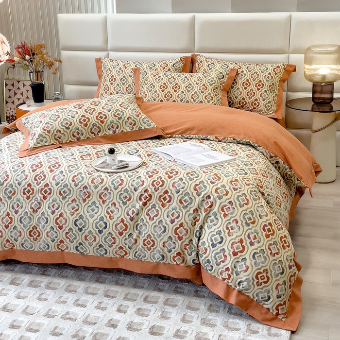 91家纺网 家纺一手货源 找家纺 印季家纺 2025新款生态全棉纯棉磨毛混纺欧式花边款四件套 麦卡