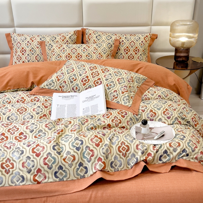 91家纺网 家纺一手货源 找家纺 印季家纺 2025新款生态全棉纯棉磨毛混纺欧式花边款四件套 麦卡