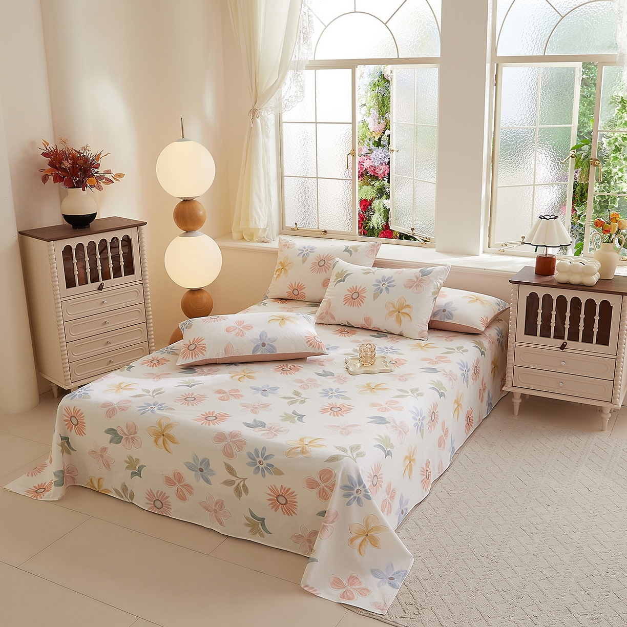 91家纺网 家纺一手货源 找家纺 DoDo 兜兜 2026新款全棉纯棉磨毛印花单床单 床单单件 A版晨花