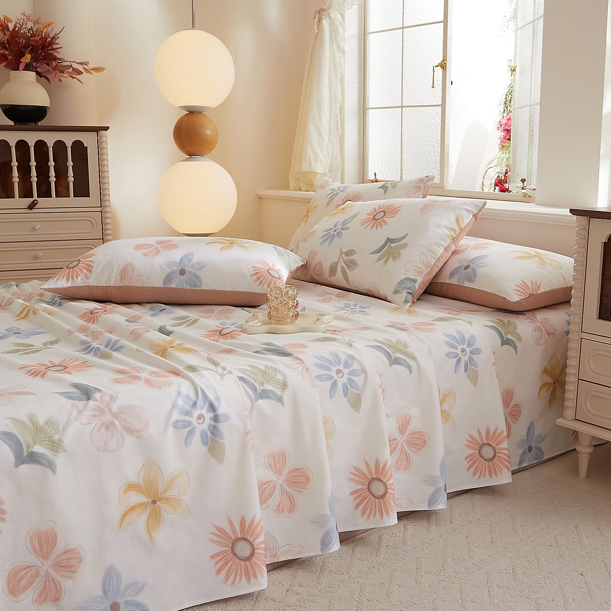 91家纺网 家纺一手货源 找家纺 DoDo 兜兜 2026新款全棉纯棉磨毛印花单床单 床单单件 A版晨花