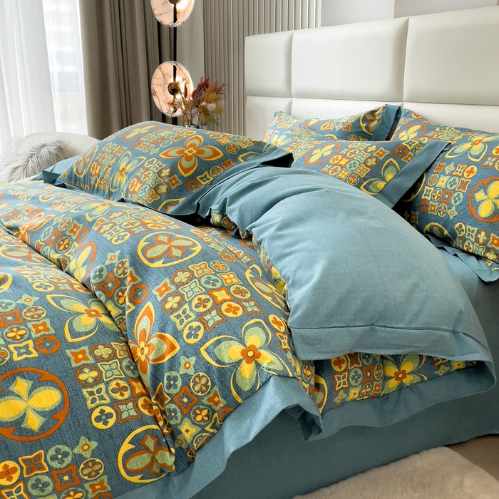 91家纺网 家纺一手货源 找家纺 印季家纺 2025新款生态全棉纯棉磨毛混纺欧式花边款四件套 威登