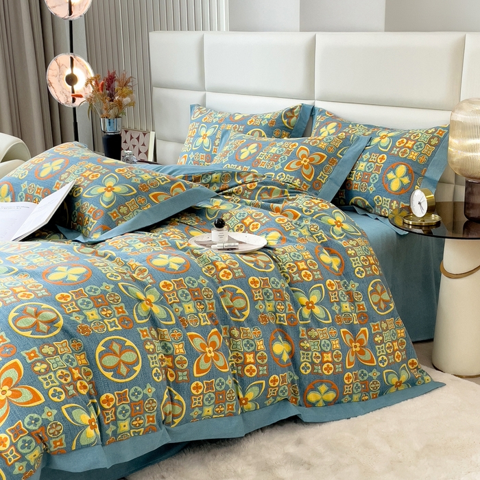 91家纺网 家纺一手货源 找家纺 印季家纺 2025新款生态全棉纯棉磨毛混纺欧式花边款四件套 威登