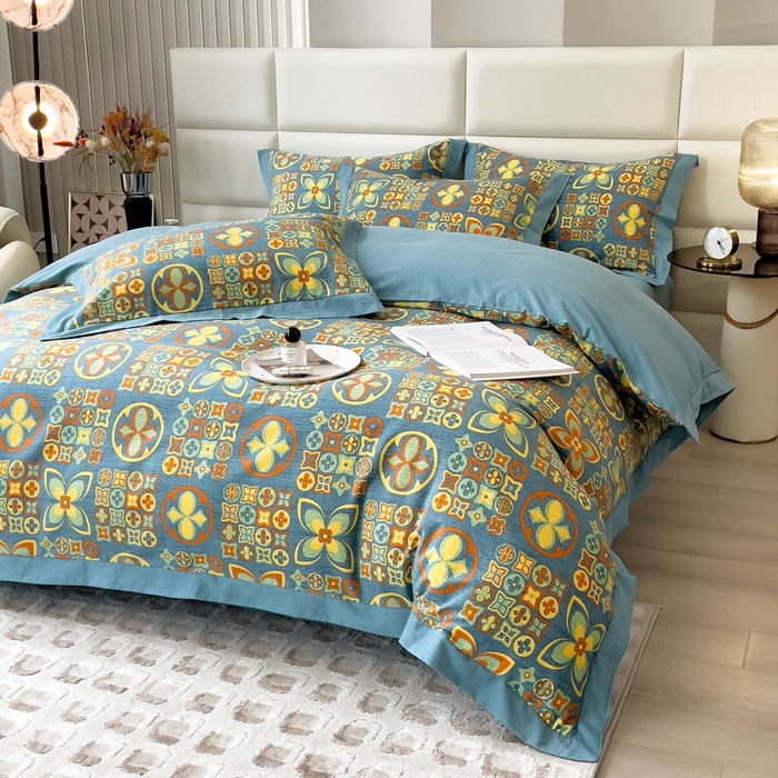 91家纺网 家纺一手货源 找家纺 印季家纺 2025新款生态全棉纯棉磨毛混纺欧式花边款四件套 威登