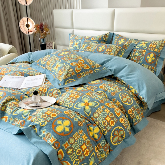 91家纺网 家纺一手货源 找家纺 印季家纺 2025新款生态全棉纯棉磨毛混纺欧式花边款四件套 威登