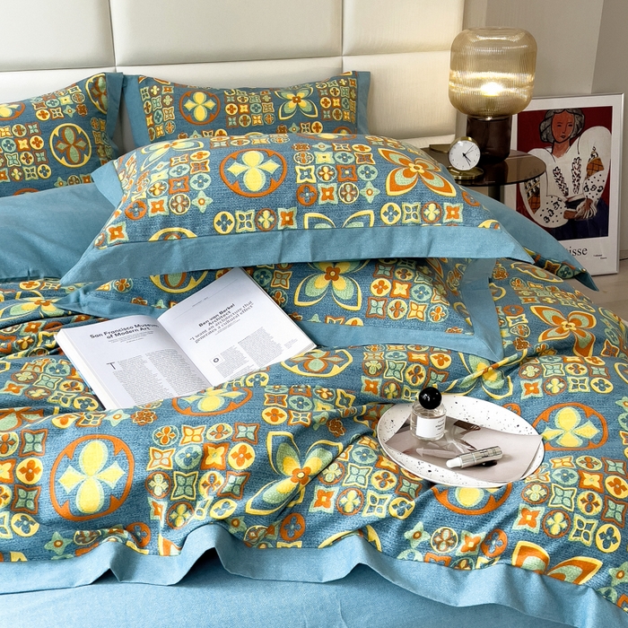 91家纺网 家纺一手货源 找家纺 印季家纺 2025新款生态全棉纯棉磨毛混纺欧式花边款四件套 威登