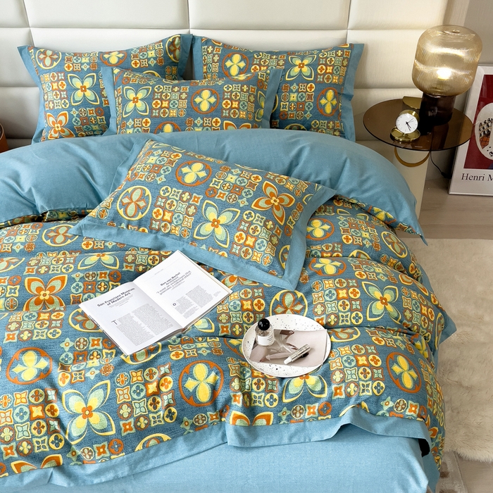 91家纺网 家纺一手货源 找家纺 印季家纺 2025新款生态全棉纯棉磨毛混纺欧式花边款四件套 威登