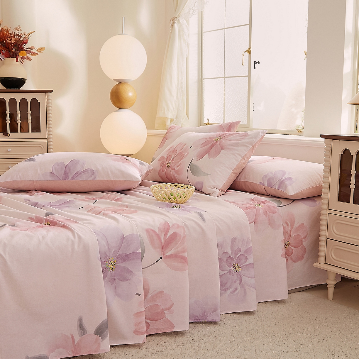 91家纺网 家纺一手货源 找家纺 DoDo 兜兜 2026新款全棉纯棉磨毛印花单床单 床单单件 A版静影