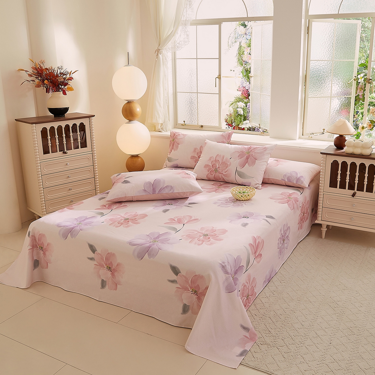 91家纺网 家纺一手货源 找家纺 DoDo 兜兜 2026新款全棉纯棉磨毛印花单床单 床单单件 A版静影