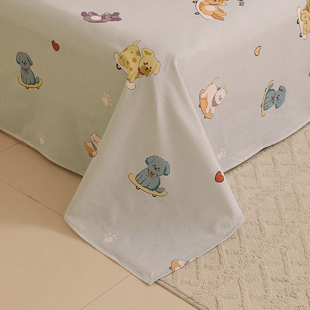 91家纺网 家纺一手货源 找家纺 DoDo 兜兜 2026新款全棉纯棉磨毛印花单床单 床单单件 A版俏皮狗