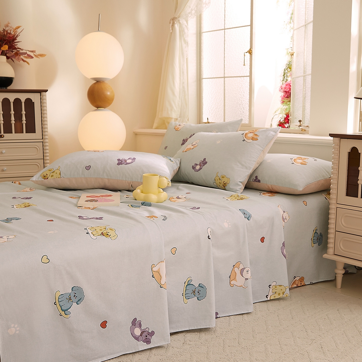 91家纺网 家纺一手货源 找家纺 DoDo 兜兜 2026新款全棉纯棉磨毛印花单床单 床单单件 A版俏皮狗