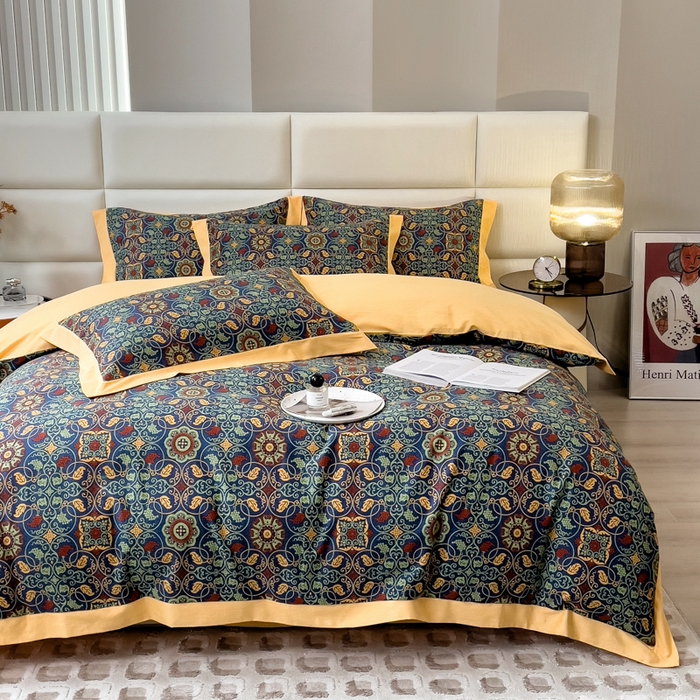 印季家纺 2025新款生态全棉纯棉磨毛混纺欧式花边款四件套 永恒