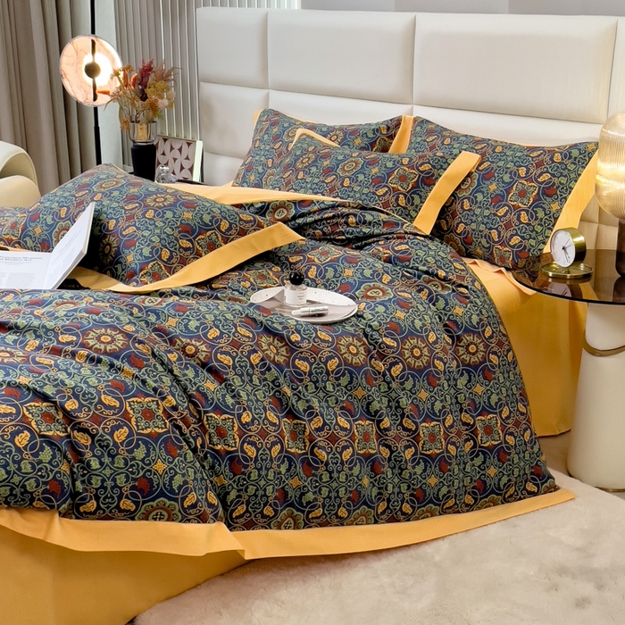 91家纺网 家纺一手货源 找家纺 印季家纺 2025新款生态全棉纯棉磨毛混纺欧式花边款四件套 永恒