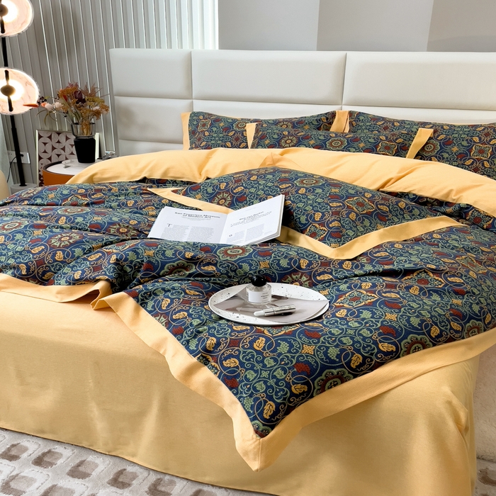 91家纺网 家纺一手货源 找家纺 印季家纺 2025新款生态全棉纯棉磨毛混纺欧式花边款四件套 永恒