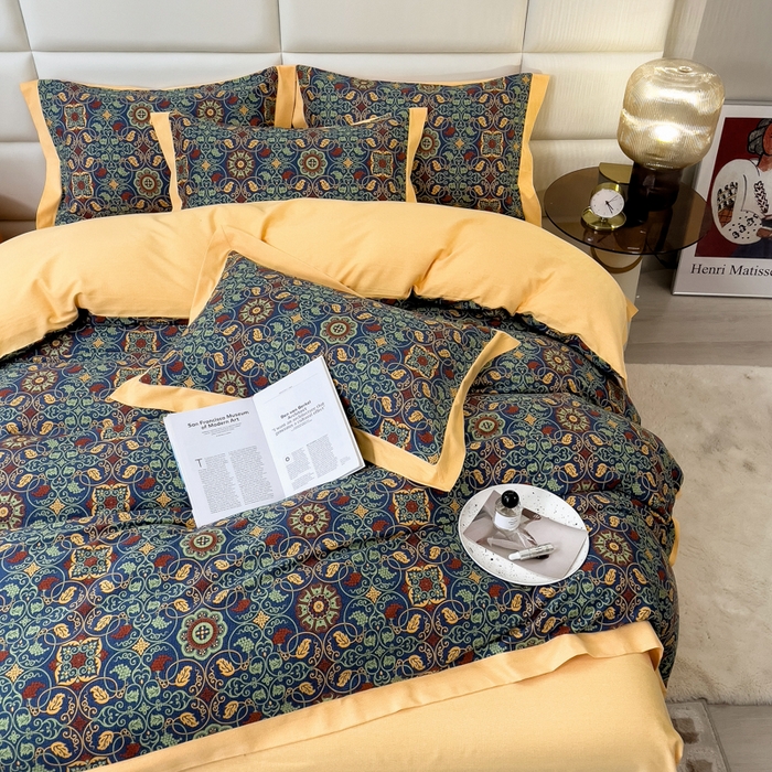 91家纺网 家纺一手货源 找家纺 印季家纺 2025新款生态全棉纯棉磨毛混纺欧式花边款四件套 永恒