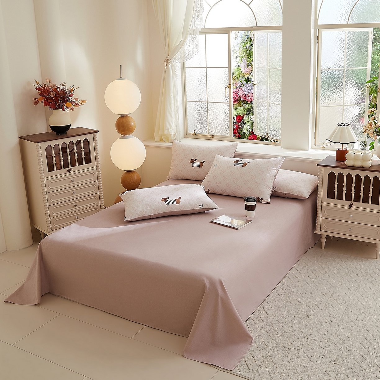 91家纺网 家纺一手货源 找家纺 DoDo 兜兜 2026新款全棉纯棉磨毛印花单床单 床单单件 B版百利甜酒-旺趣