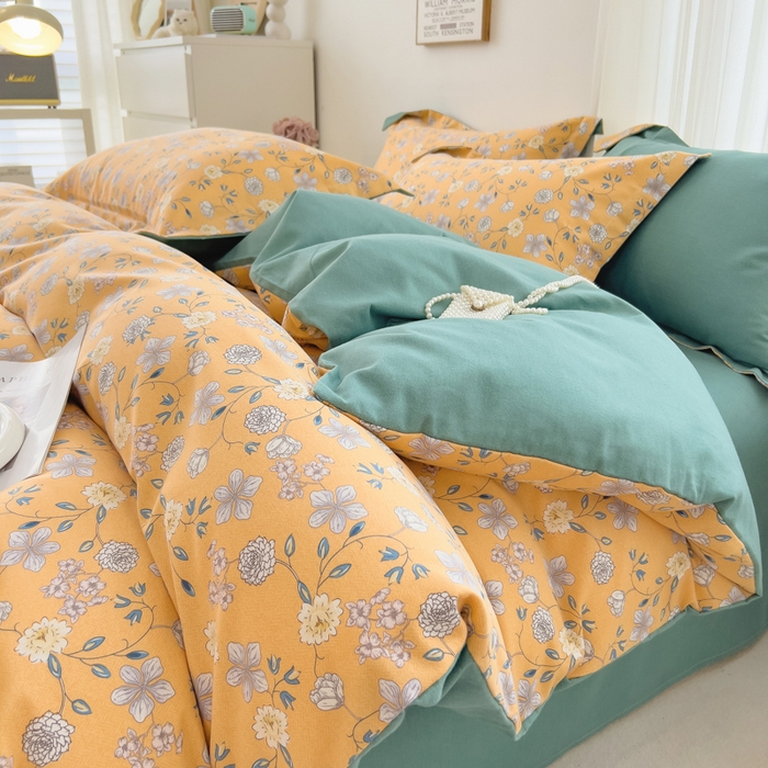 91家纺网 家纺一手货源 找家纺 （总）印季家纺 2025新款全棉纯棉加厚小清新碎花混纺磨毛四件套