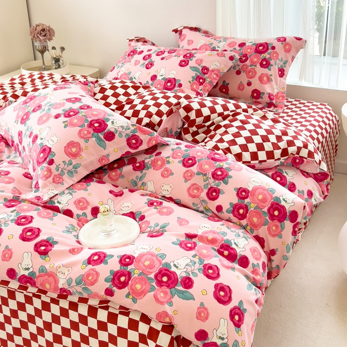 91家纺网 家纺一手货源 找家纺 （总）印季家纺 2025新款全棉纯棉加厚小清新碎花混纺磨毛四件套