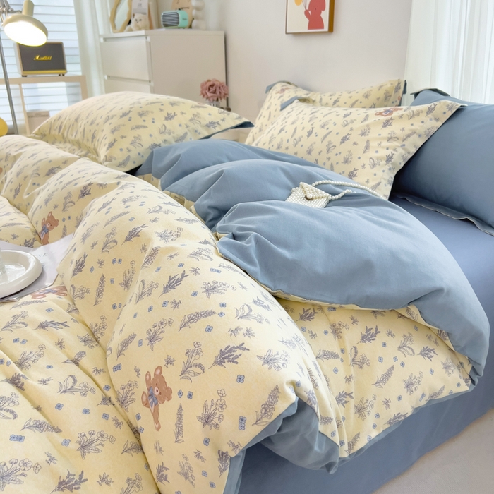 91家纺网 家纺一手货源 找家纺 （总）印季家纺 2025新款全棉纯棉加厚小清新碎花混纺磨毛四件套