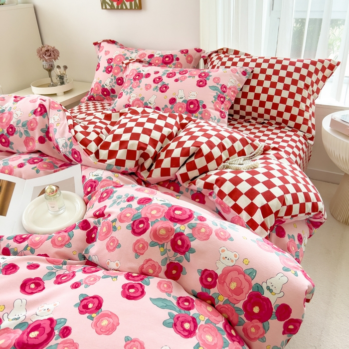 91家纺网 家纺一手货源 找家纺 （总）印季家纺 2025新款全棉纯棉加厚小清新碎花混纺磨毛四件套