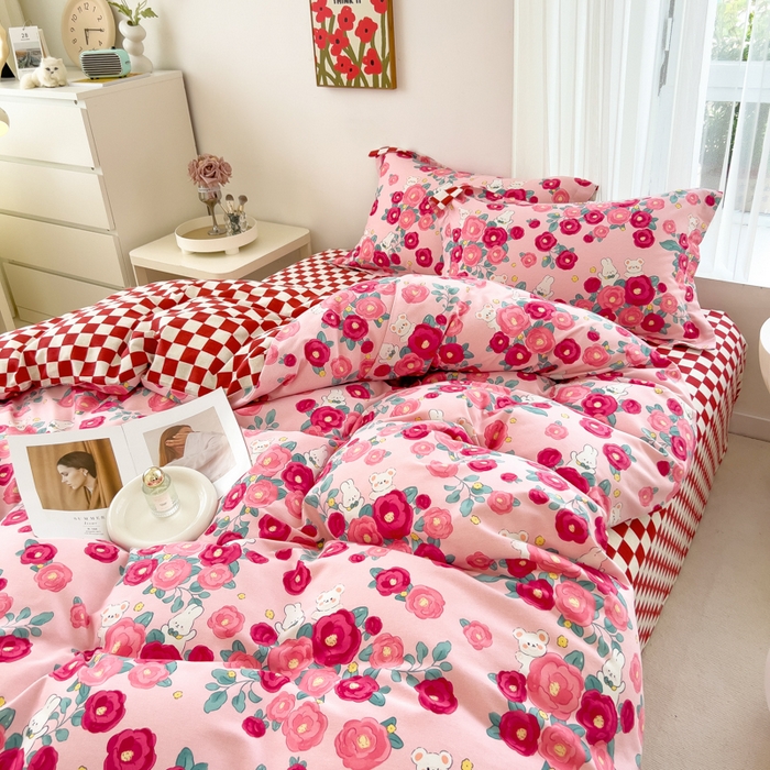 91家纺网 家纺一手货源 找家纺 （总）印季家纺 2025新款全棉纯棉加厚小清新碎花混纺磨毛四件套