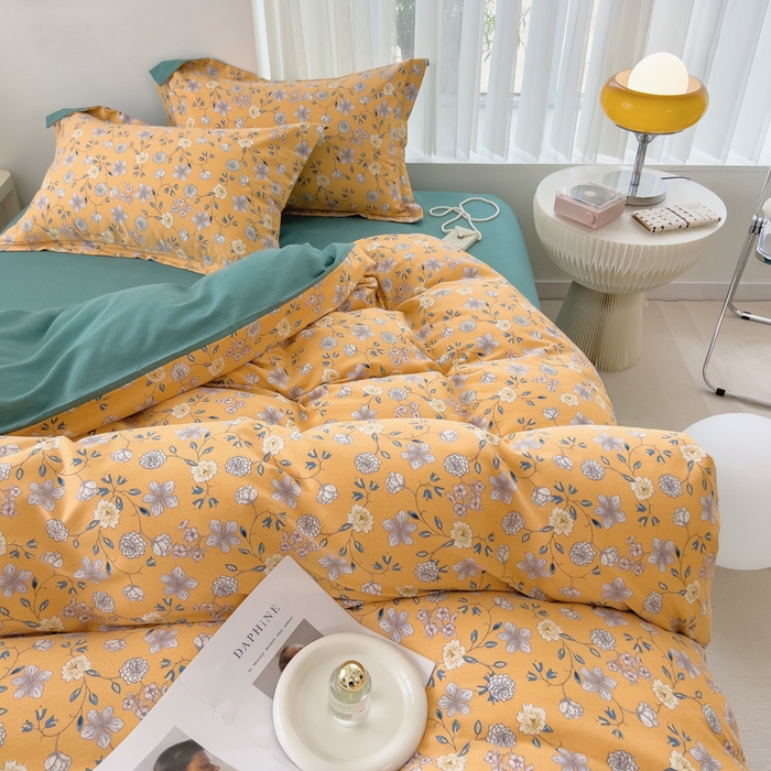 91家纺网 家纺一手货源 找家纺 印季家纺 2025新款全棉纯棉加厚小清新碎花混纺磨毛四件套 卢尔马兰