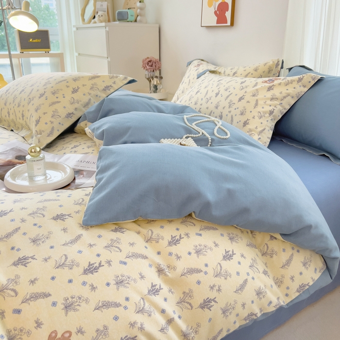 91家纺网 家纺一手货源 找家纺 印季家纺 2025新款全棉纯棉加厚小清新碎花混纺磨毛四件套 尼斯