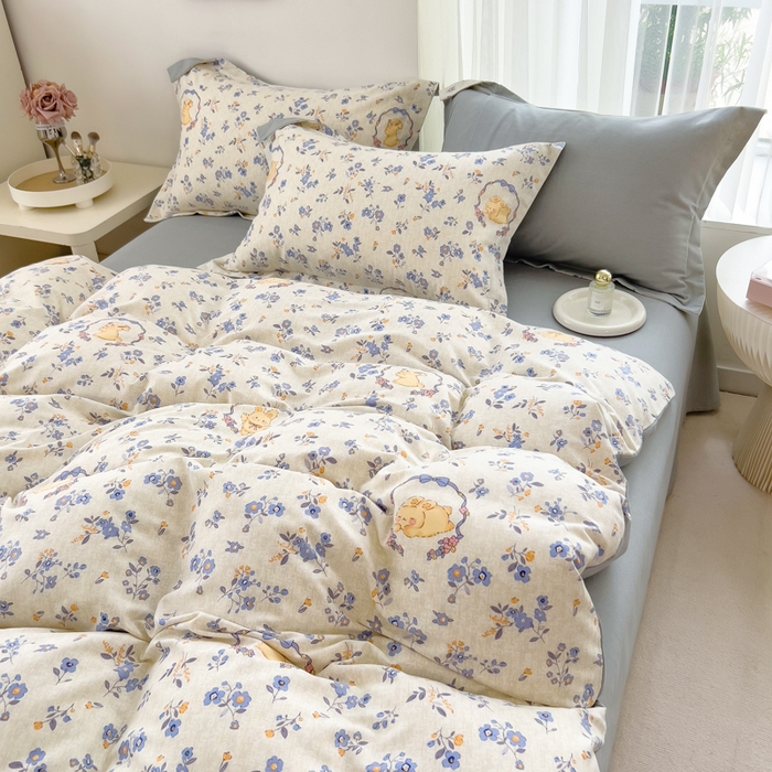 91家纺网 家纺一手货源 找家纺 印季家纺 2025新款全棉纯棉加厚小清新碎花混纺磨毛四件套 尤克里