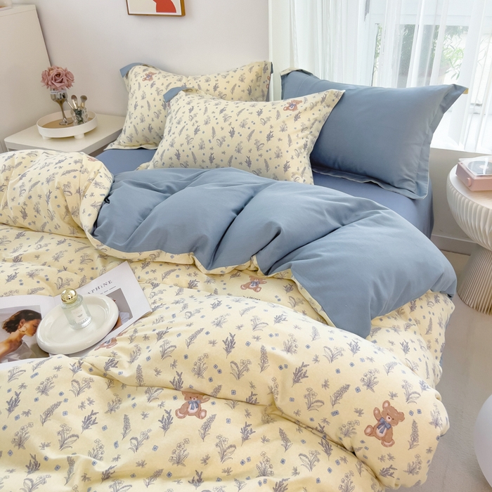 91家纺网 家纺一手货源 找家纺 印季家纺 2025新款全棉纯棉加厚小清新碎花混纺磨毛四件套 尼斯