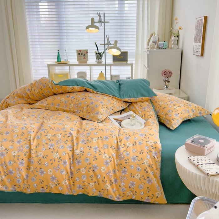 91家纺网 家纺一手货源 找家纺 印季家纺 2025新款全棉纯棉加厚小清新碎花混纺磨毛四件套 卢尔马兰