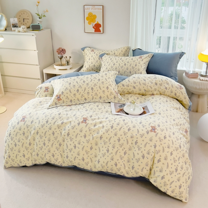 91家纺网 家纺一手货源 找家纺 印季家纺 2025新款全棉纯棉加厚小清新碎花混纺磨毛四件套 尼斯