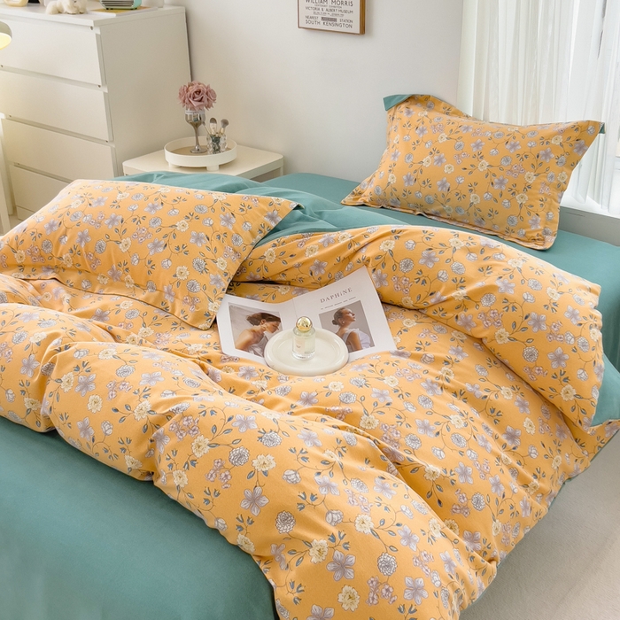 91家纺网 家纺一手货源 找家纺 印季家纺 2025新款全棉纯棉加厚小清新碎花混纺磨毛四件套 卢尔马兰