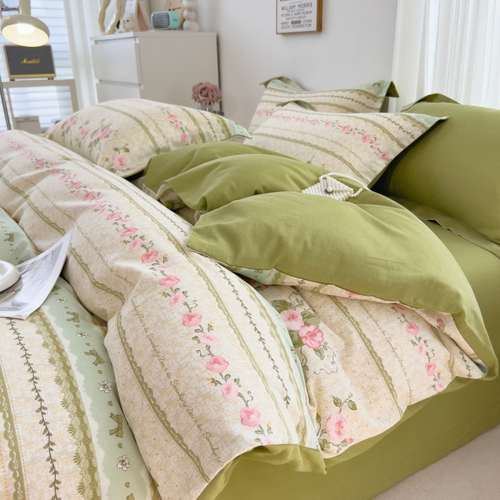 印季家纺 2025新款全棉纯棉加厚小清新碎花混纺磨毛四件套 花知晓