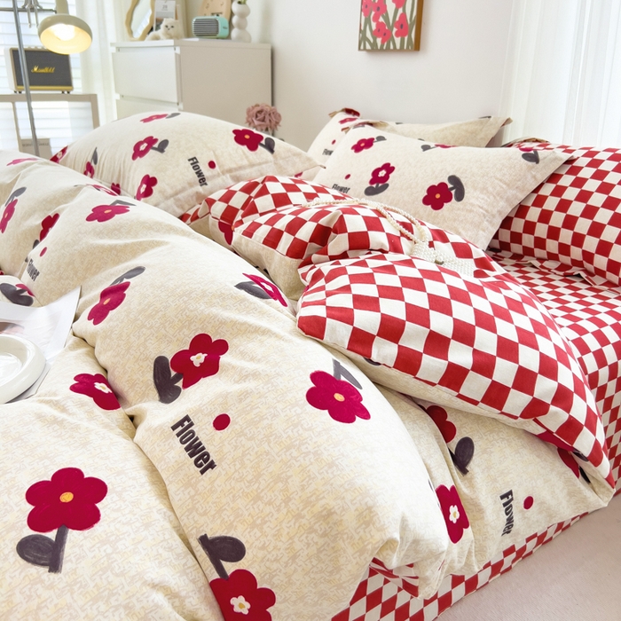 印季家纺 2025新款全棉纯棉加厚小清新碎花混纺磨毛四件套 梦里花