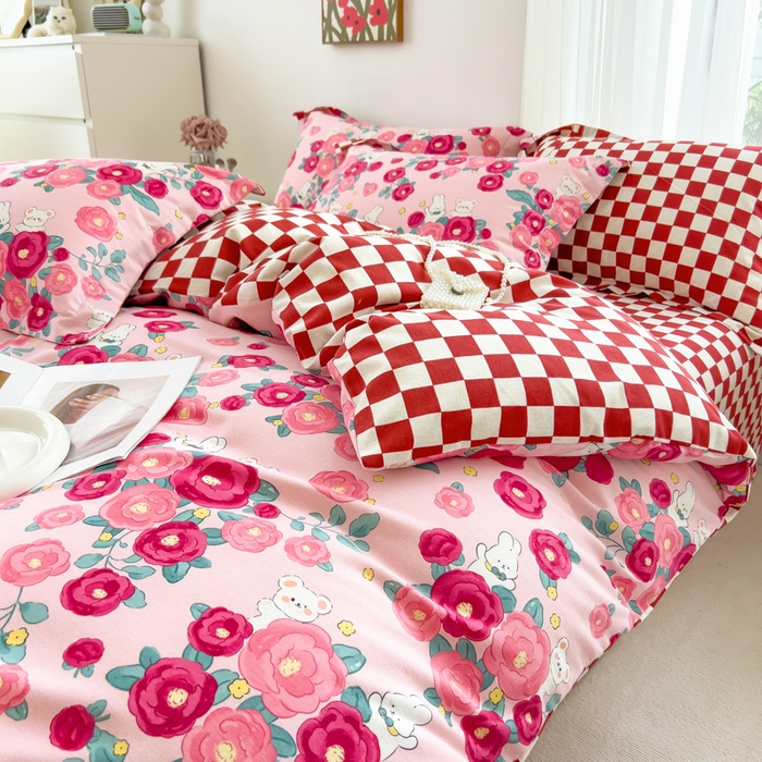 91家纺网 家纺一手货源 找家纺 （总）印季家纺 2025新款全棉纯棉加厚小清新碎花混纺磨毛四件套