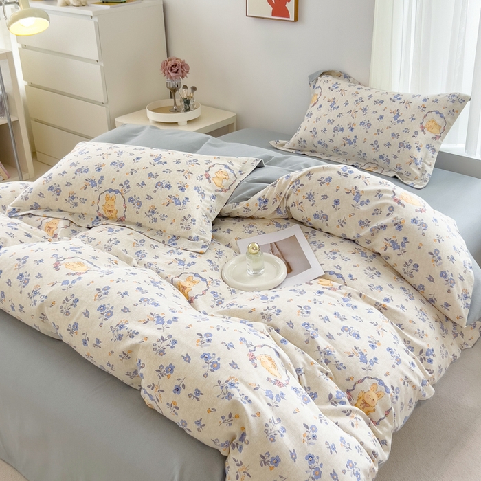 91家纺网 家纺一手货源 找家纺 印季家纺 2025新款全棉纯棉加厚小清新碎花混纺磨毛四件套 尤克里