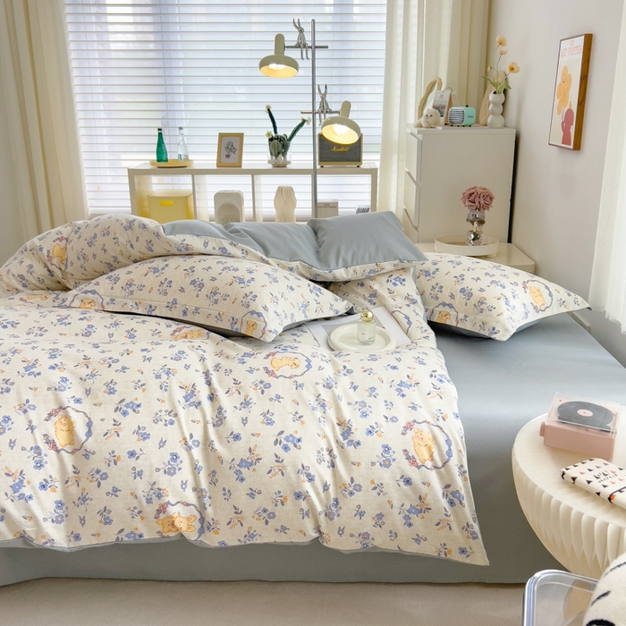 91家纺网 家纺一手货源 找家纺 印季家纺 2025新款全棉纯棉加厚小清新碎花混纺磨毛四件套 尤克里