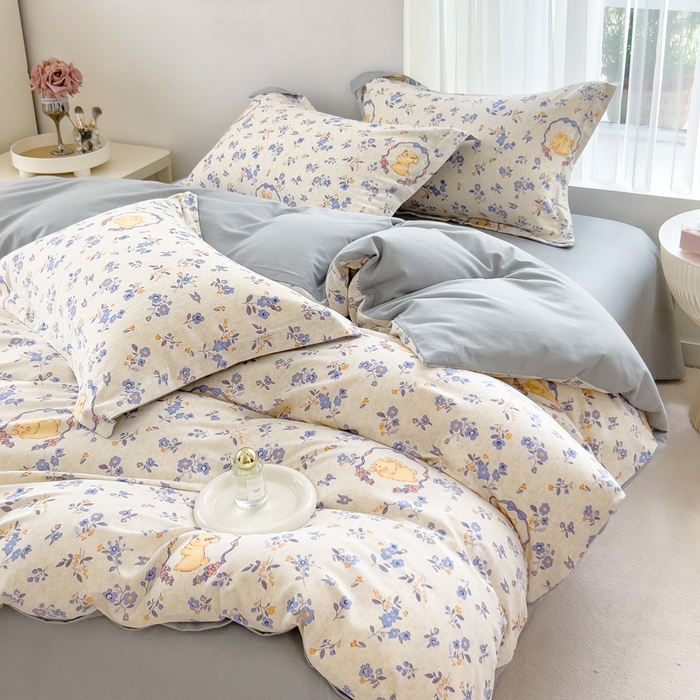 91家纺网 家纺一手货源 找家纺 印季家纺 2025新款全棉纯棉加厚小清新碎花混纺磨毛四件套 尤克里