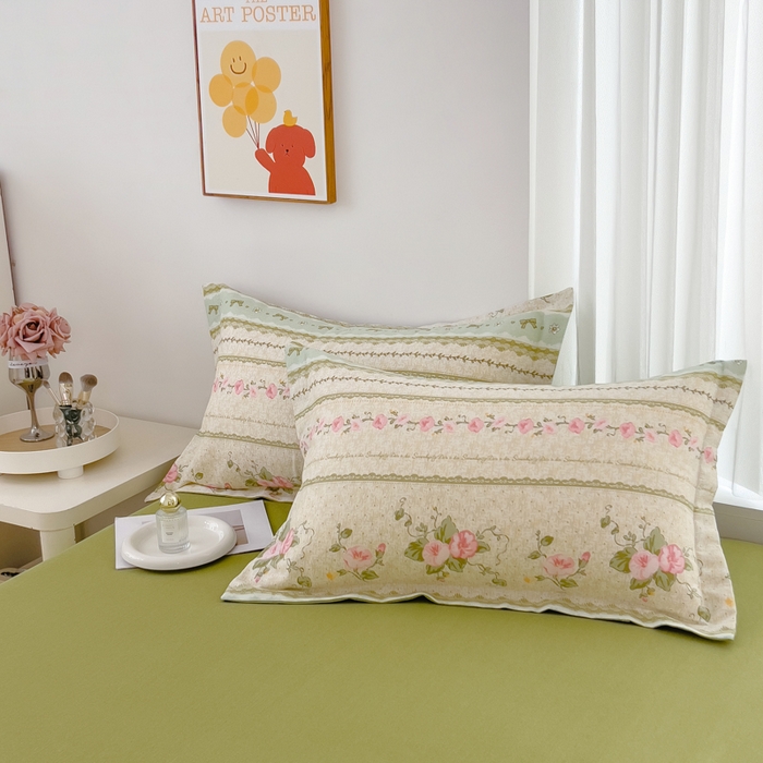 91家纺网 家纺一手货源 找家纺 印季家纺 2025新款全棉纯棉加厚小清新碎花混纺磨毛四件套 花知晓