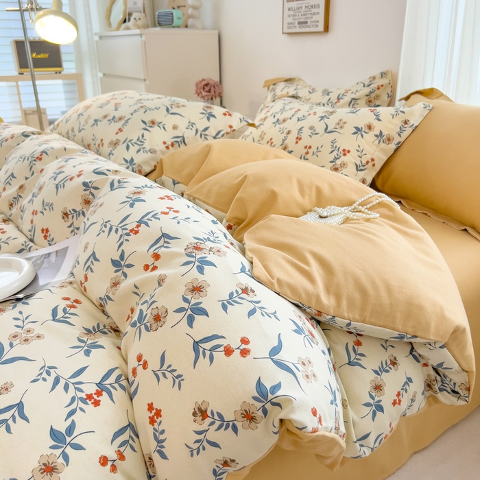 印季家纺 2025新款全棉纯棉加厚小清新碎花混纺磨毛四件套 诺曼