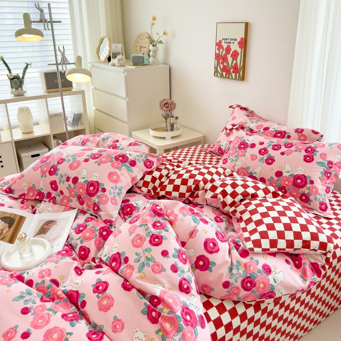 91家纺网 家纺一手货源 找家纺 印季家纺 2025新款全棉纯棉加厚小清新碎花混纺磨毛四件套 花期