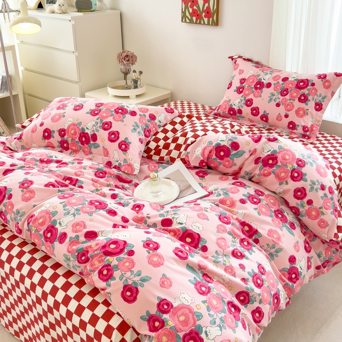 91家纺网 家纺一手货源 找家纺 印季家纺 2025新款全棉纯棉加厚小清新碎花混纺磨毛四件套 花期