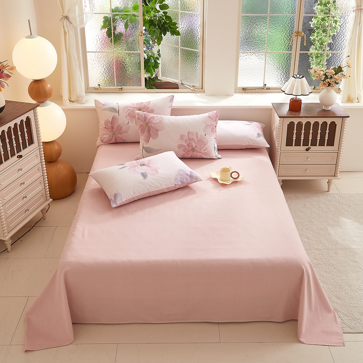 DoDo 兜兜 2026新款全棉纯棉磨毛印花单床单 床单单件 B版梅染色-静影