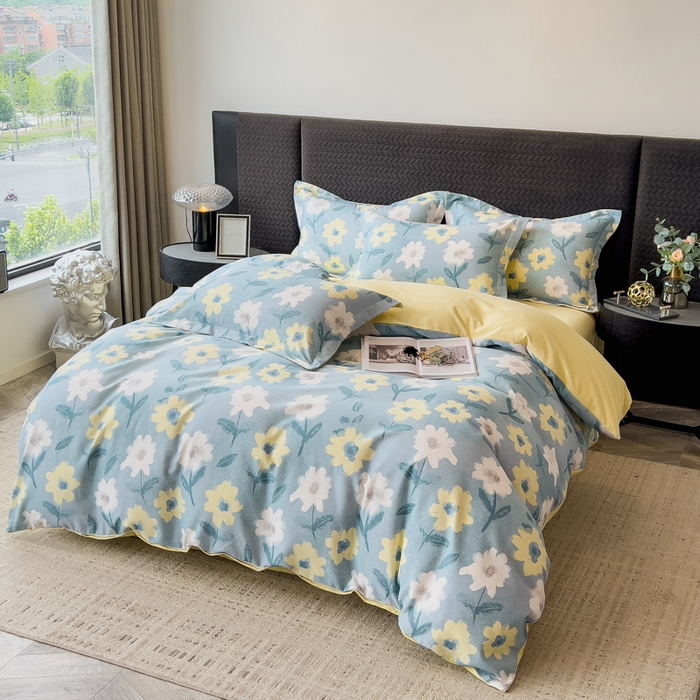 91家纺网 家纺一手货源 找家纺 （总）印季家纺 2025新款全棉纯棉生态印花加厚混纺磨毛四件套