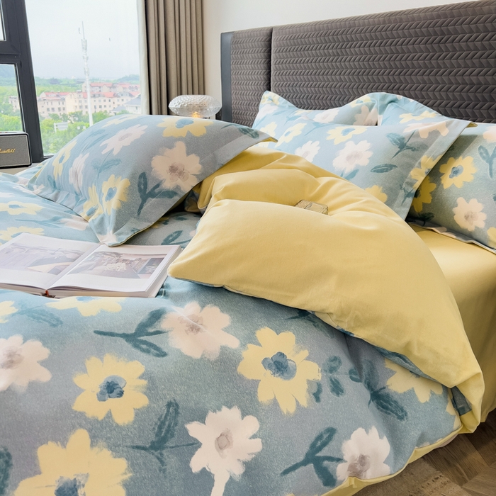 91家纺网 家纺一手货源 找家纺 （总）印季家纺 2025新款全棉纯棉生态印花加厚混纺磨毛四件套