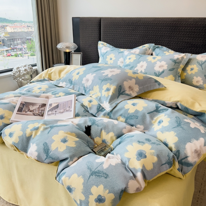 91家纺网 家纺一手货源 找家纺 （总）印季家纺 2025新款全棉纯棉生态印花加厚混纺磨毛四件套