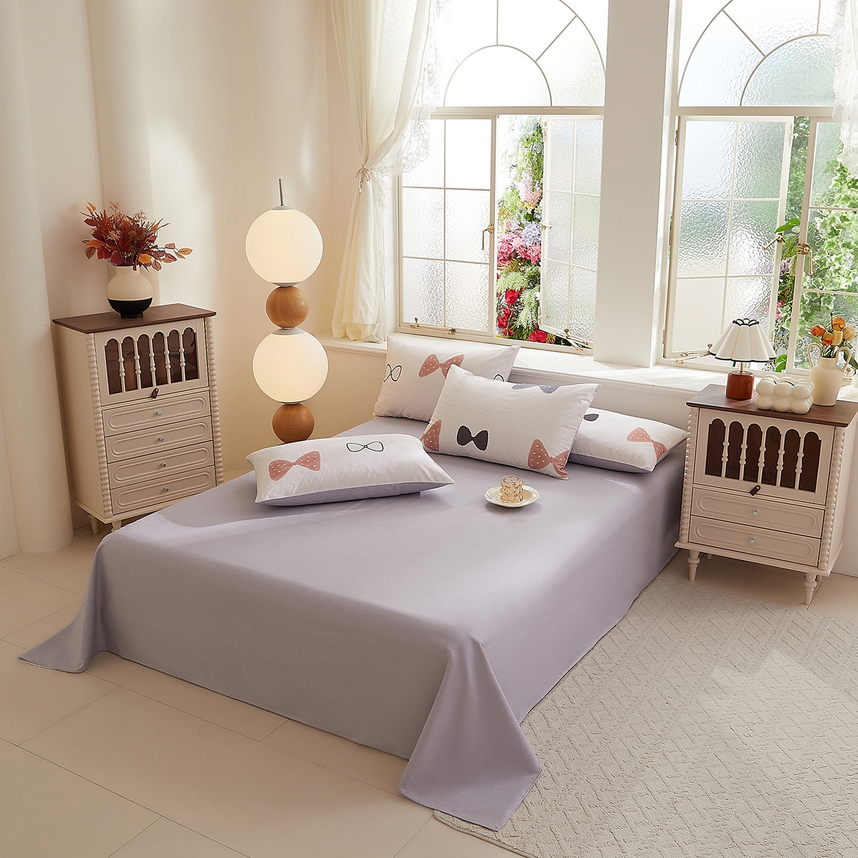 91家纺网 家纺一手货源 找家纺 DoDo 兜兜 2026新款全棉纯棉磨毛印花单床单 床单单件 B版牡丹紫-可梦